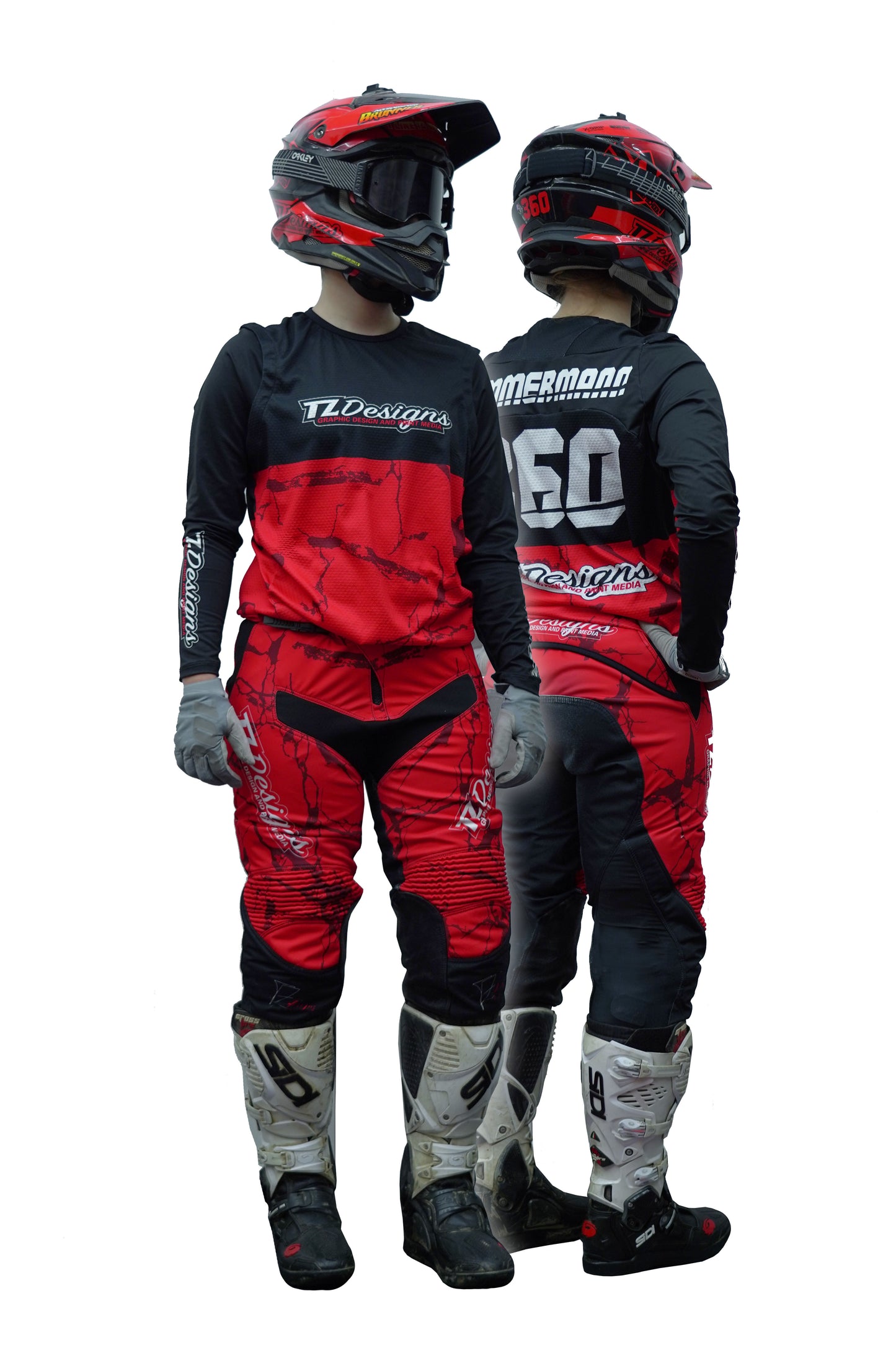 MX COAST Motowear in rot mit Startnummer und Namen